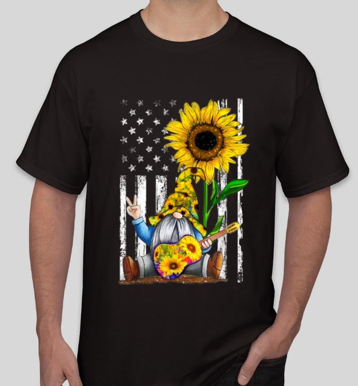 Original Gnome Playing Guitar Sunflower American Flag shirt 4 - Original Gnome Playing Guitar Sunflower American Flag shirt