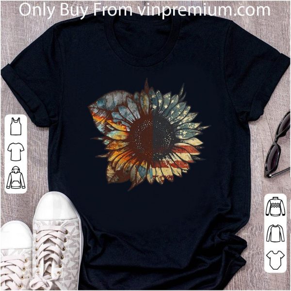 Awesome Vintage Sunflower American Flag shirt