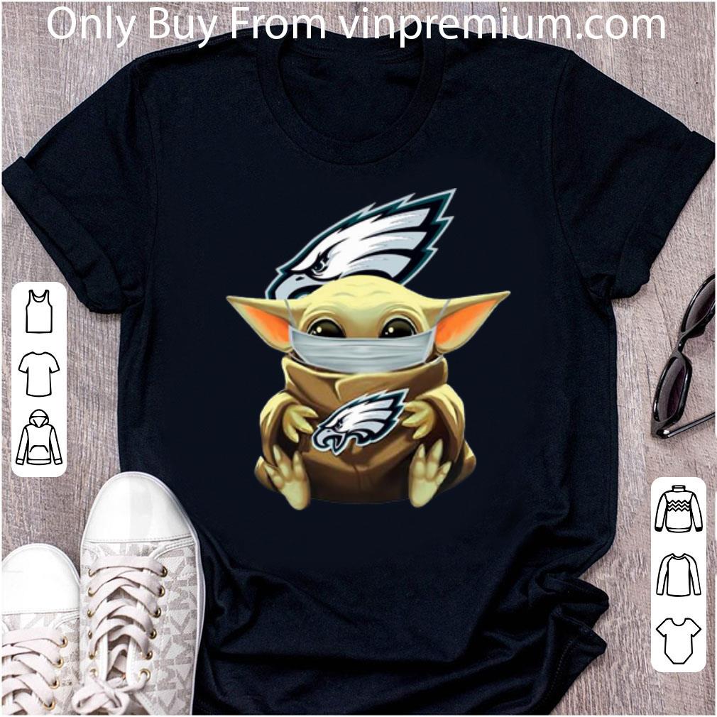 Official Star Wars Baby Yoda Face Mask Hug Philadelphia Eagles shirt