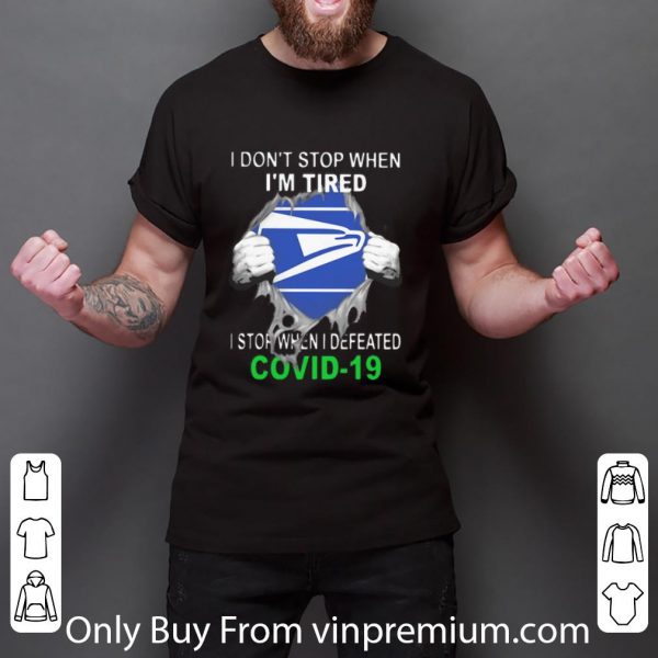 Great US Postal Service Blood Inside I Stop When I Defeated Covid-19 shirt