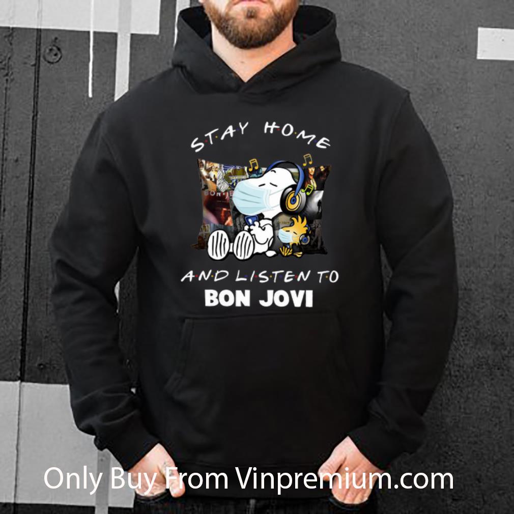 32cc515e awesome snoopy woodstock stay home and listen to bon jovi shirt 4 - Awesome Snoopy Woodstock Stay Home And Listen To Bon Jovi shirt
