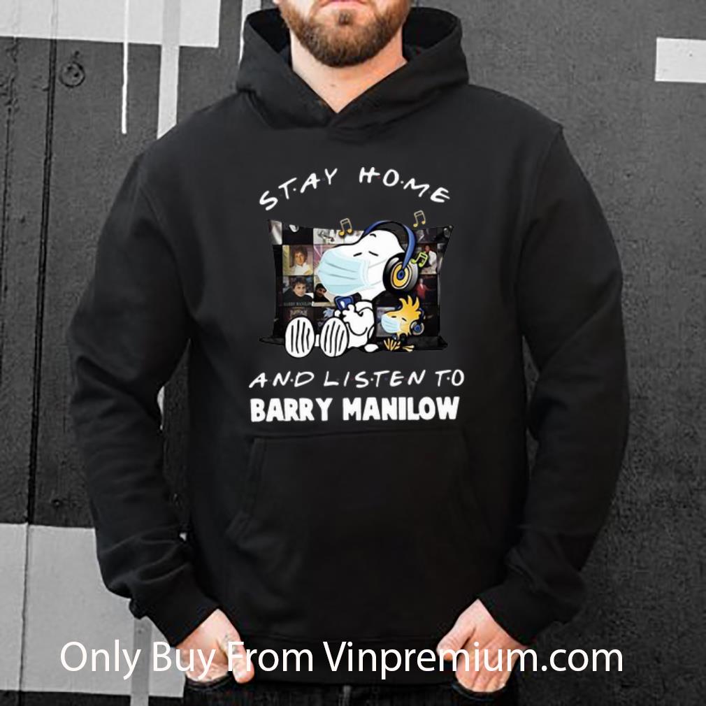 539acce9 nice snoopy and woodstock mask stay home and listen to barry manilow shirt 4 - Nice Snoopy And Woodstock Mask Stay Home And Listen To Barry Manilow shirt