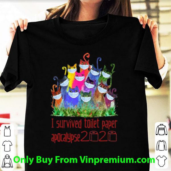 Pretty Cats Mask I Survived Toilet Paper Apocalypse 2020 Covid-19 shirt