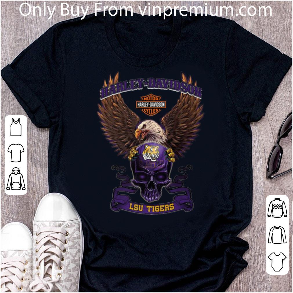 Hot Motor Harley Davidson Cycles Skull LSU Tigers shirt