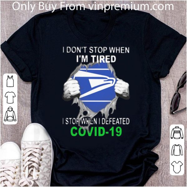 Great US Postal Service Blood Inside I Stop When I Defeated Covid-19 shirt