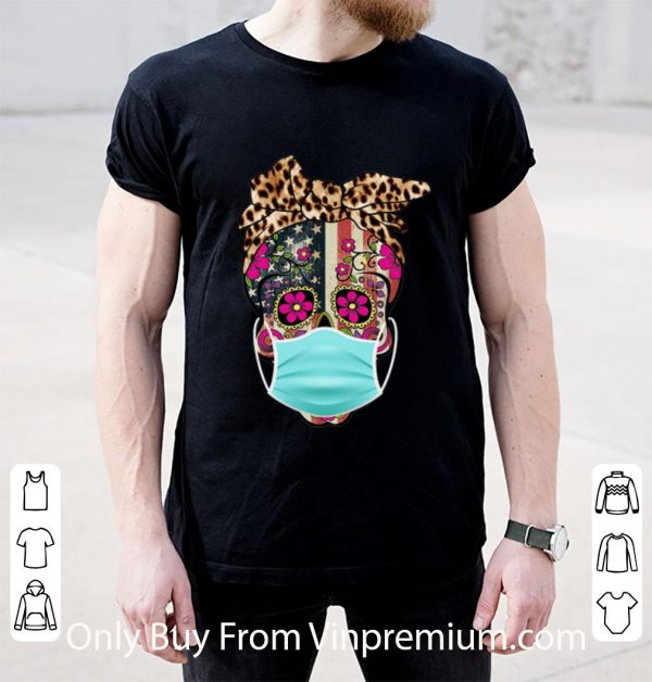 Premium Leopard Skull Mask American Flag shirt