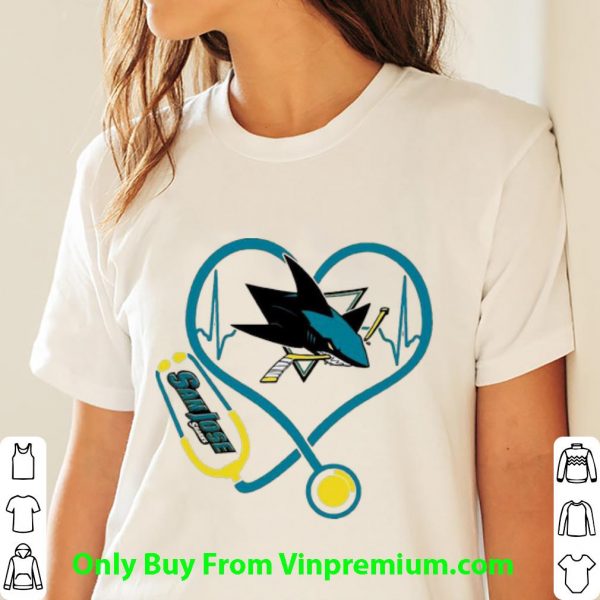 Hot San Jose Sharks Nurse Heart Stethoscope Heartbeat shirt