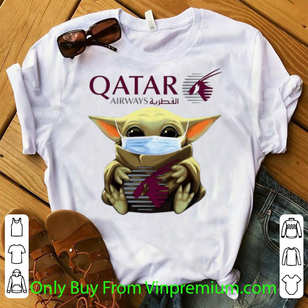 Awesome Star Wars Baby Yoda Mask Hug Qatar Airways shirt