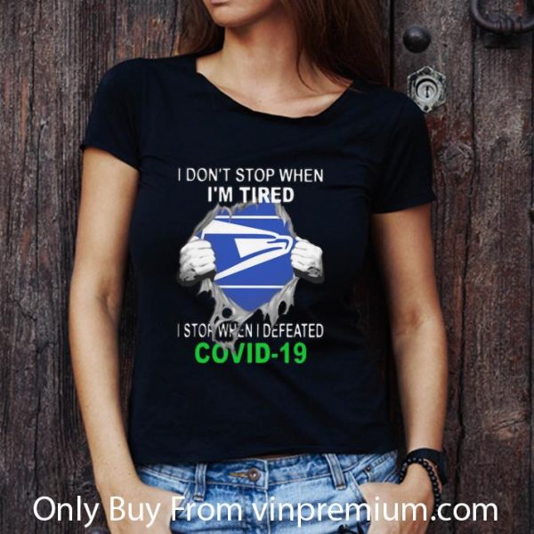 Great US Postal Service Blood Inside I Stop When I Defeated Covid-19 shirt
