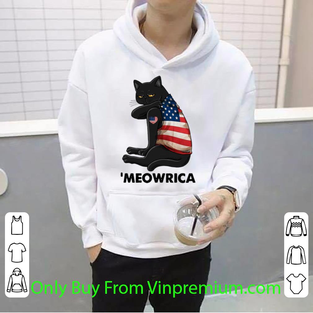 619c9573 premium black cat meowrica american flag shirt 4 - Premium Black Cat Meowrica American Flag shirt