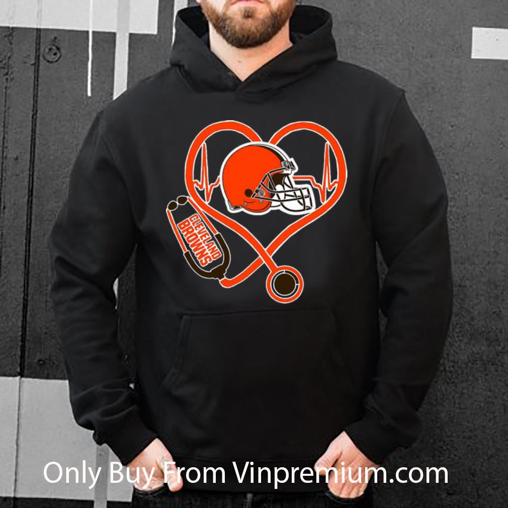 6201ac94 great cleveland browns heartbeat nurse stethoscope shirt 4 - Great Cleveland Browns Heartbeat Nurse Stethoscope shirt