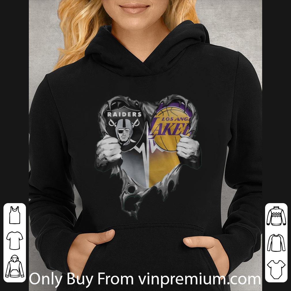 69e4f17b awesome las vegas raiders and los angeles lakers blood inside me heart shirt 4 - Awesome Las Vegas Raiders And Los Angeles Lakers Blood Inside Me Heart shirt