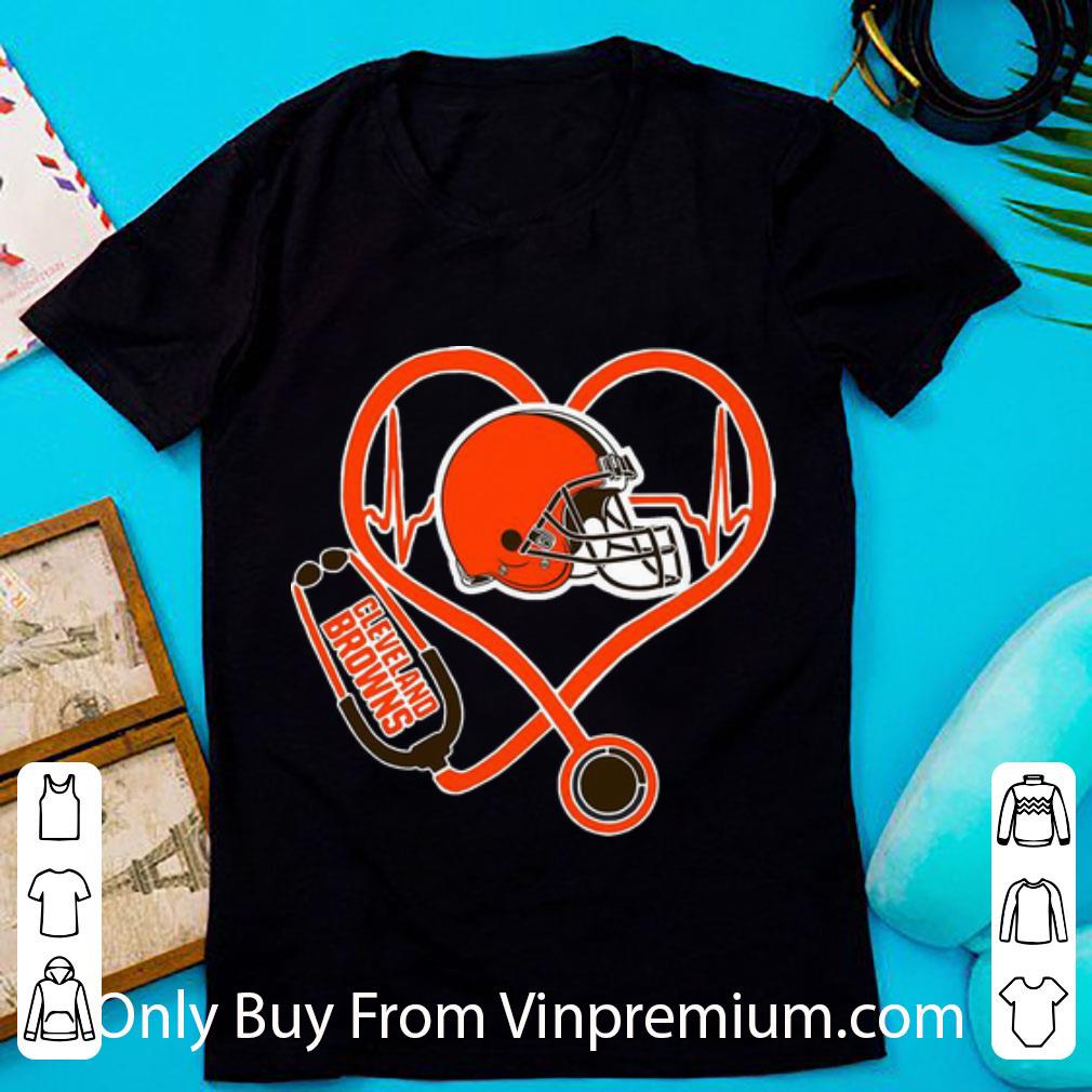 Great Cleveland Browns Heartbeat Nurse Stethoscope shirt