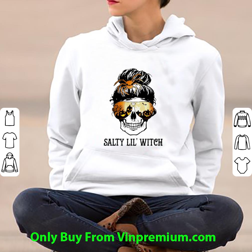 810011c4 pretty skull wearing glasses halloween salty lil witch shirt 4 - Pretty Skull Wearing Glasses Halloween Salty Lil’ Witch shirt