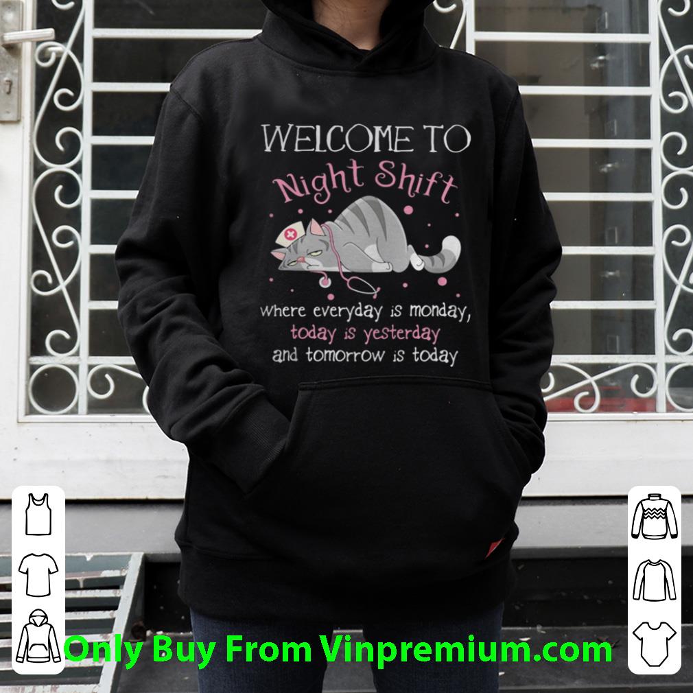 a828f7dd awesome cat nurse welcome to night shift where everyday is monday today is yesterday and tomorrow is today shirt 4 - Awesome Cat Nurse Welcome To Night Shift Where Everyday Is Monday Today Is Yesterday And Tomorrow Is Today shirt