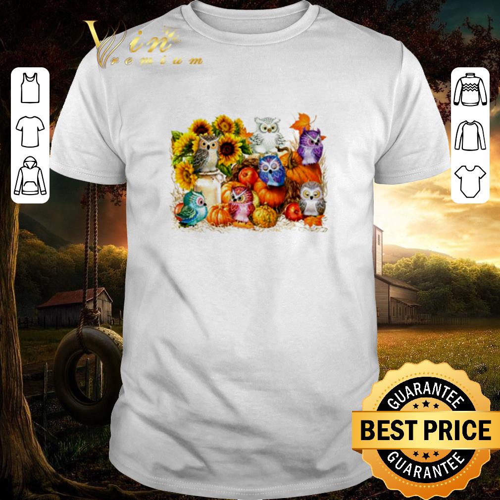 Nice Owl sunflower Autumn happy Thanksgiving shirt