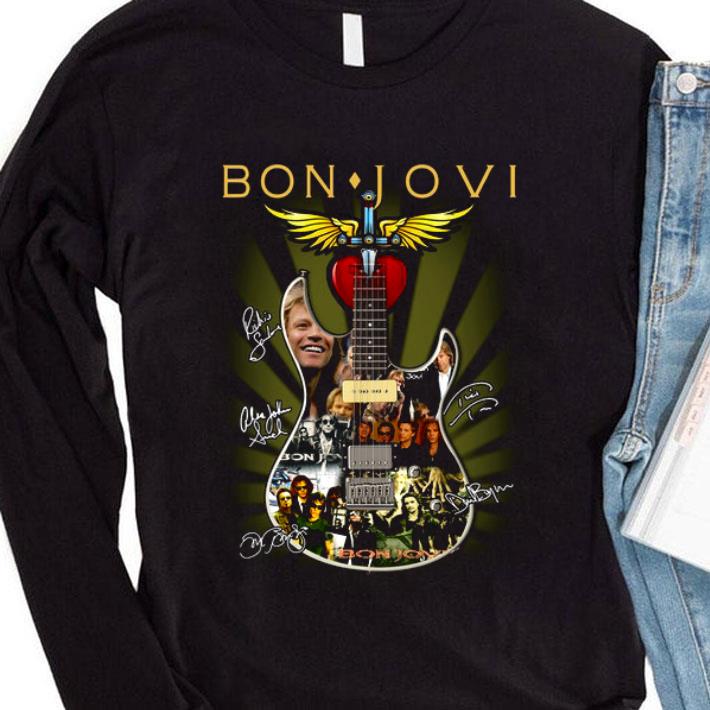 5703c34a awesome logo guitar bon jovi 1983 2020 signatures shirt 4 - Awesome Logo Guitar Bon Jovi 1983-2020 Signatures shirt