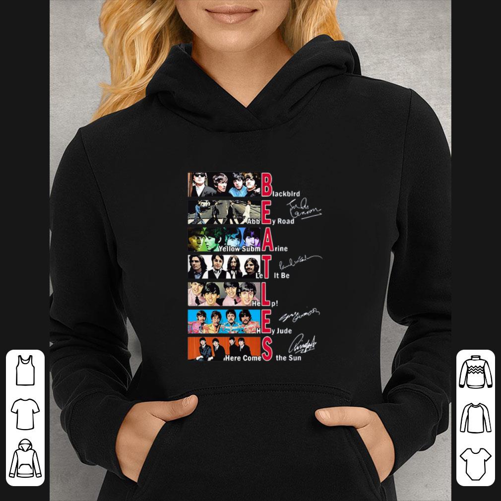 7c29a608 premium beatles blackbird abbey road yellow submarine signatures shirt 4 - Premium Beatles Blackbird Abbey Road Yellow Submarine Signatures shirt