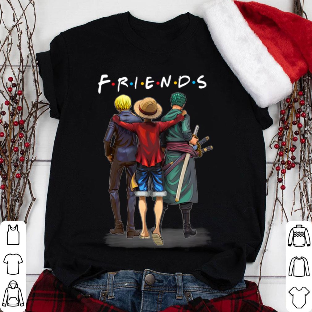 Funny Friends anime One Piece characters Luffy Sanji and Zoro shirt