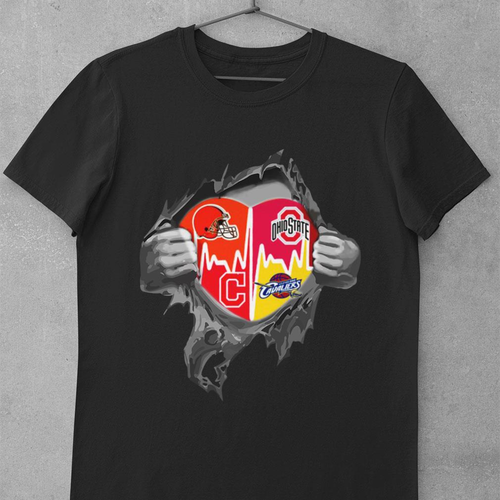 Funny Inside My Heart Cleveland Sports Team Shirt, Cleveland Indians, Cleveland Browns, Cleveland Cavaliers, Ohio State Buckeyes