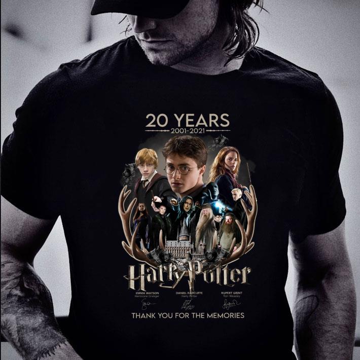 Official 20 years 2001-2021 Harry Potter Characters Hermione Granger Ron Weasley signatures thank memories shirt 20 years 2001 2021 Harry Potter Characters Hermione Granger Ron Weasley signatures thank memories shirt 2 - Official 20 years 2001-2021 Harry Potter Characters Hermione Granger Ron Weasley signatures thank memories shirt