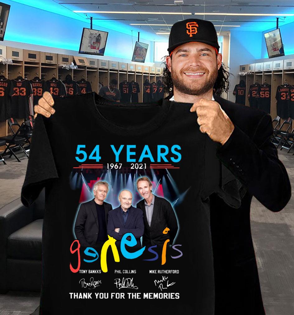 Premium Genesis band rock members 54 years 1967-2021 signatures thank memories shirt Genesis band rock members 54 years 1967 2021 signatures thank memories shirt 2 - Premium Genesis band rock members 54 years 1967-2021 signatures thank memories shirt