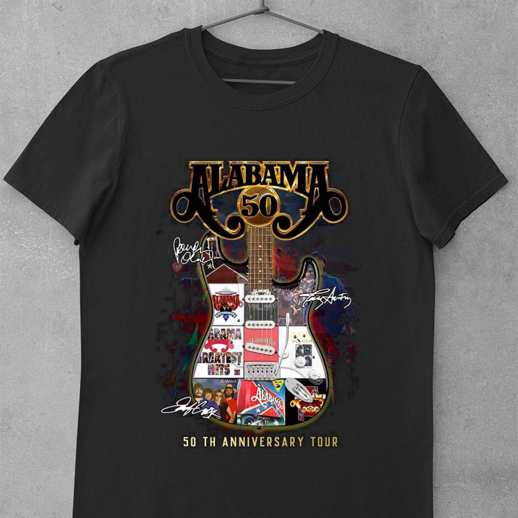 Official Guitar Alabama Band Signatures 50th Anniversary Tour Shirt Guitar Alabama Band Signatures 50th Anniversary Tour Shirt 1 - Official Guitar Alabama Band Signatures 50th Anniversary Tour Shirt