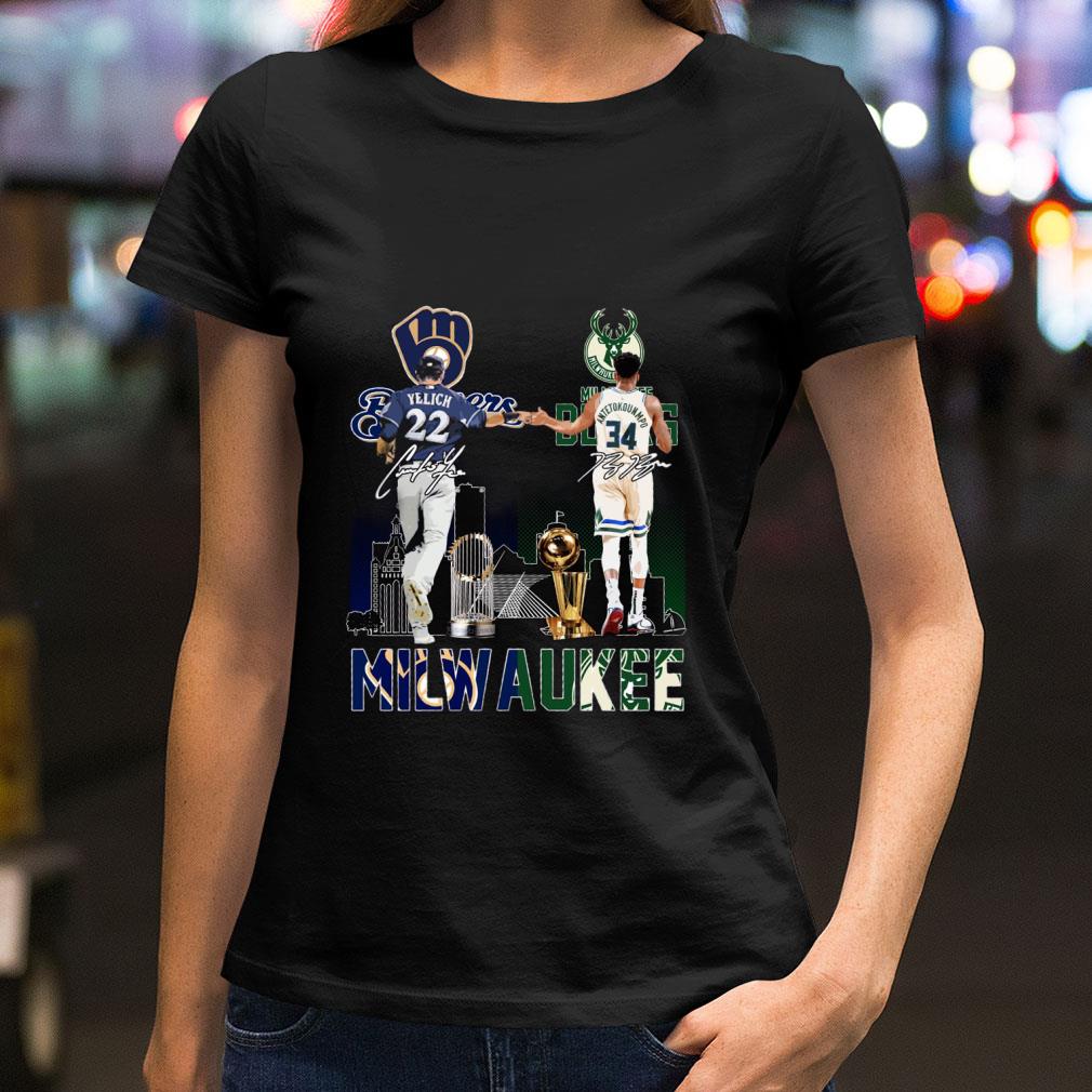 Awesome Milwaukee Sports Teams Christian Yelich Giannis Antetokounmpo Signatures Shirt Milwaukee Sports Teams Christian Yelich Giannis Antetokounmpo Signatures Shirt 2 - Awesome Milwaukee Sports Teams Christian Yelich Giannis Antetokounmpo Signatures Shirt