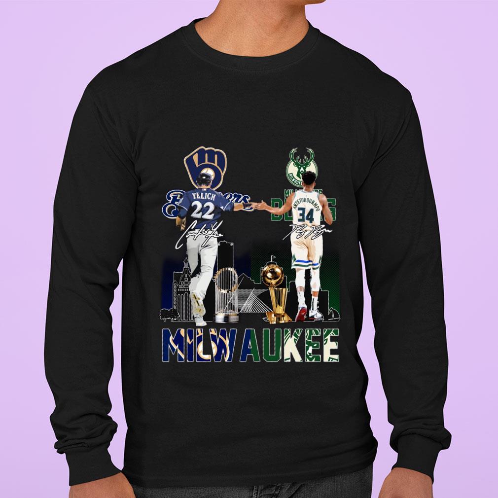 Awesome Milwaukee Sports Teams Christian Yelich Giannis Antetokounmpo Signatures Shirt Milwaukee Sports Teams Christian Yelich Giannis Antetokounmpo Signatures Shirt 3 - Awesome Milwaukee Sports Teams Christian Yelich Giannis Antetokounmpo Signatures Shirt