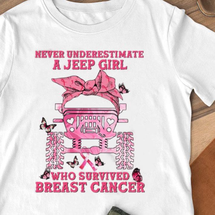 Funny Never Underestimate A Jeep Girl Who Survived Breast Cancer Awareness Shirt