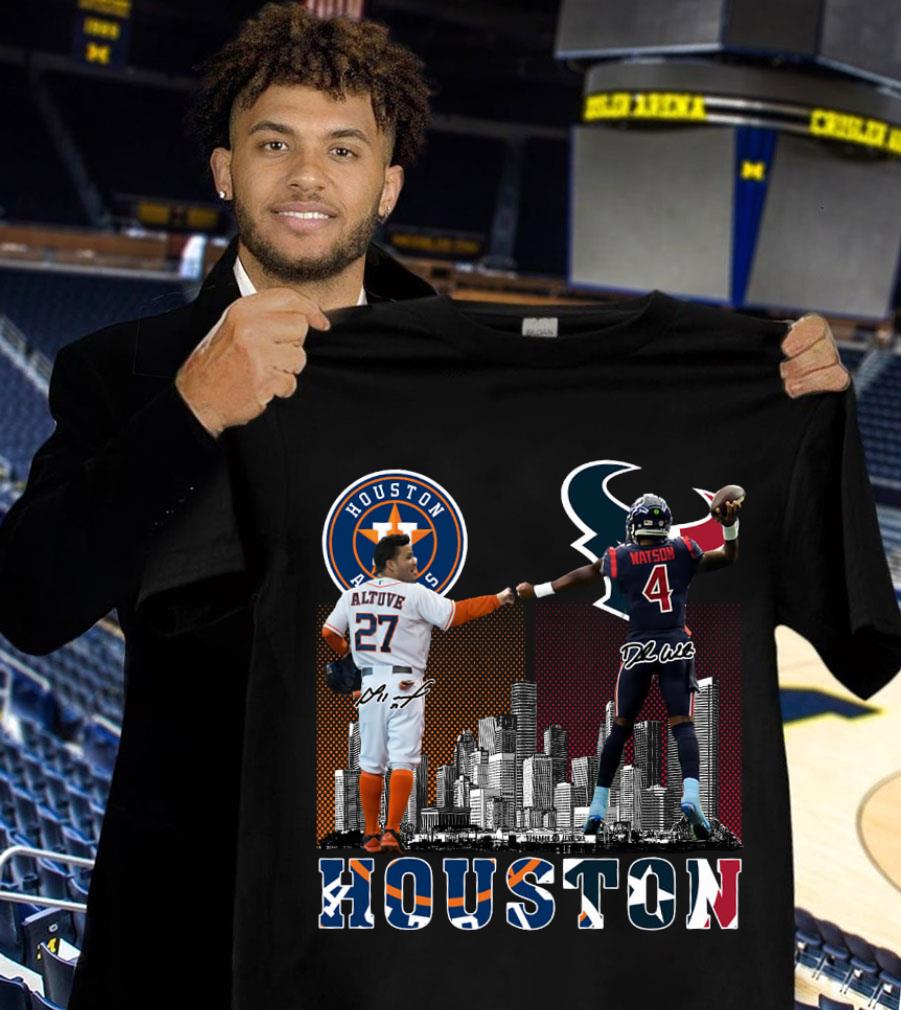 Official No. 27 Altuve Houston Astros and No. 4 Watson Houston Texans Signatures Shirt No 27 Altuve Houston Astros and No 4 Watson Houston Texans Signatures Shirt 1 - Official No. 27 Altuve Houston Astros and No. 4 Watson Houston Texans Signatures Shirt