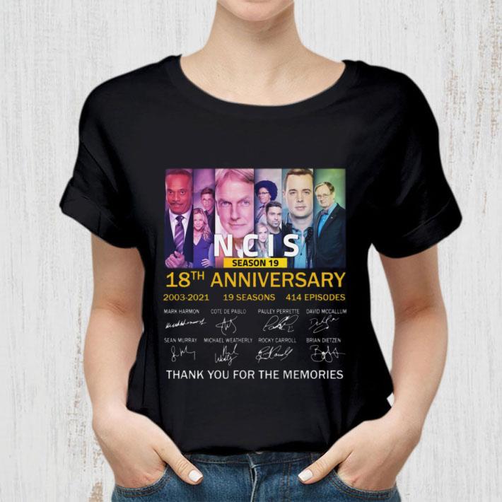 Official Season 19 NCIS 18th anniversary 2003-2021 19 seasons 414 episodes signatures thank memories shirt Season 19 NCIS 18th anniversary 2003 2021 19 seasons 414 episodes signatures thank memories shirt 2 - Official Season 19 NCIS 18th anniversary 2003-2021 19 seasons 414 episodes signatures thank memories shirt