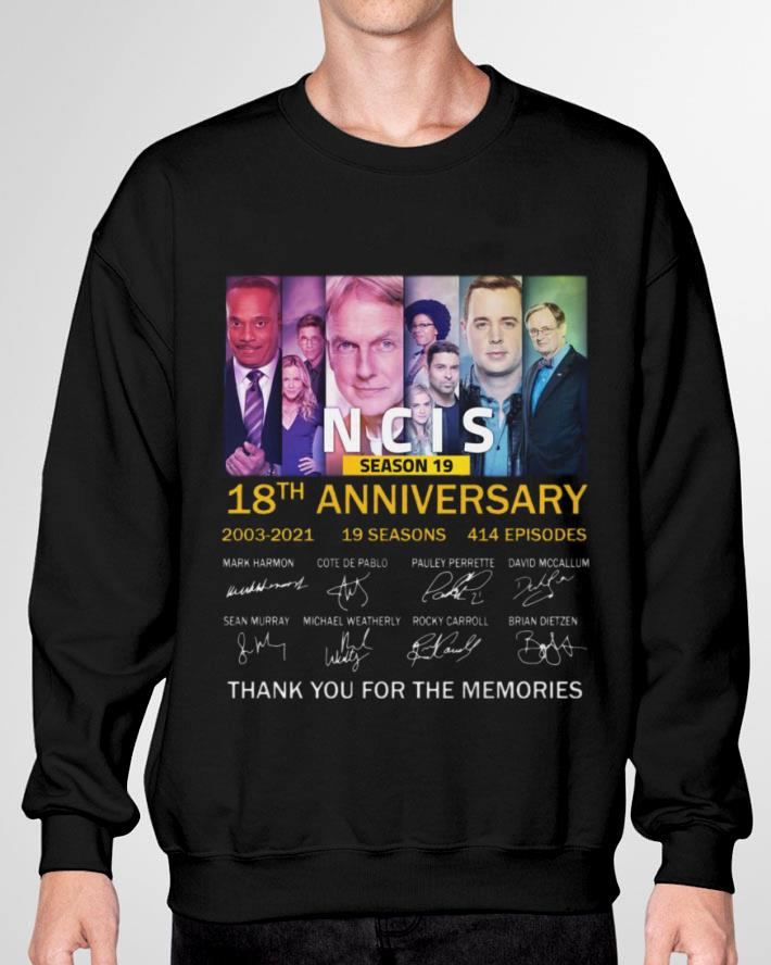 Official Season 19 NCIS 18th anniversary 2003-2021 19 seasons 414 episodes signatures thank memories shirt Season 19 NCIS 18th anniversary 2003 2021 19 seasons 414 episodes signatures thank memories shirt 3 - Official Season 19 NCIS 18th anniversary 2003-2021 19 seasons 414 episodes signatures thank memories shirt
