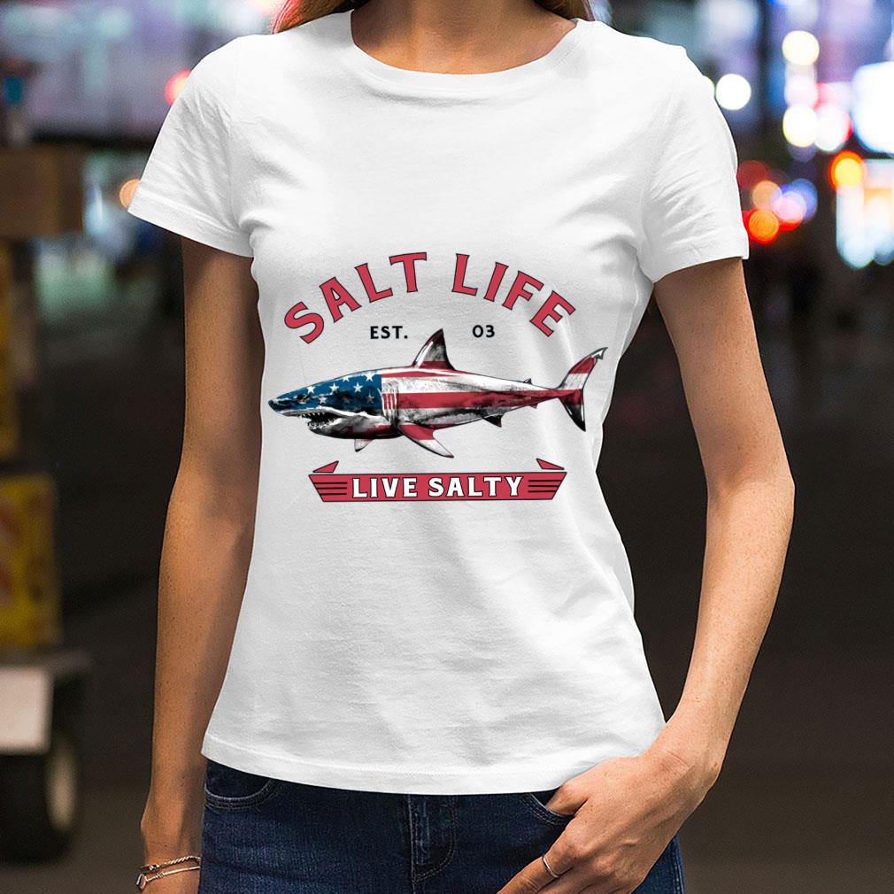 Hot Shark USA Flag Salt Life Live Salty America Shirt Shark USA Flag Salt Life Live Salty America Shirt 2 - Hot Shark USA Flag Salt Life Live Salty America Shirt
