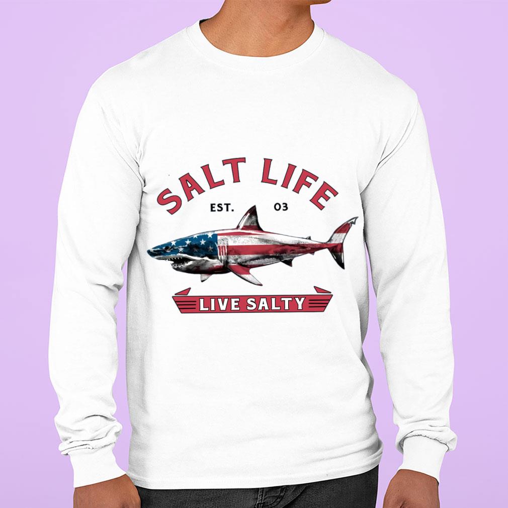 Hot Shark USA Flag Salt Life Live Salty America Shirt Shark USA Flag Salt Life Live Salty America Shirt 3 - Hot Shark USA Flag Salt Life Live Salty America Shirt