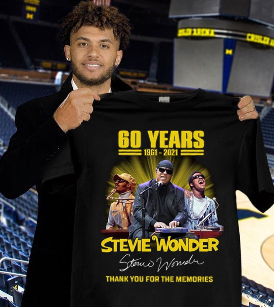 Funny Stevie Wonder 60 years 1961-2021 signature thank you for the memories shirt Stevie Wonder 60 years 1961 2021 signature thank you for the memories shirt 1 - Funny Stevie Wonder 60 years 1961-2021 signature thank you for the memories shirt