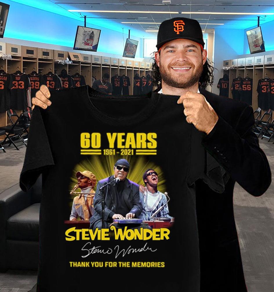 Funny Stevie Wonder 60 years 1961-2021 signature thank you for the memories shirt Stevie Wonder 60 years 1961 2021 signature thank you for the memories shirt 2 - Funny Stevie Wonder 60 years 1961-2021 signature thank you for the memories shirt