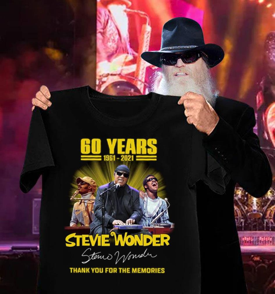 Funny Stevie Wonder 60 years 1961-2021 signature thank you for the memories shirt Stevie Wonder 60 years 1961 2021 signature thank you for the memories shirt 3 - Funny Stevie Wonder 60 years 1961-2021 signature thank you for the memories shirt
