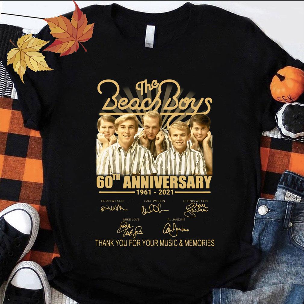 Awesome The Beach Boys 60th anniversary 1961-2021 signatures thank you for your music and memories shirt The Beach Boys 60th anniversary 1961 2021 signatures thank you for your music and memories shirt 1 - Awesome The Beach Boys 60th anniversary 1961-2021 signatures thank you for your music and memories shirt