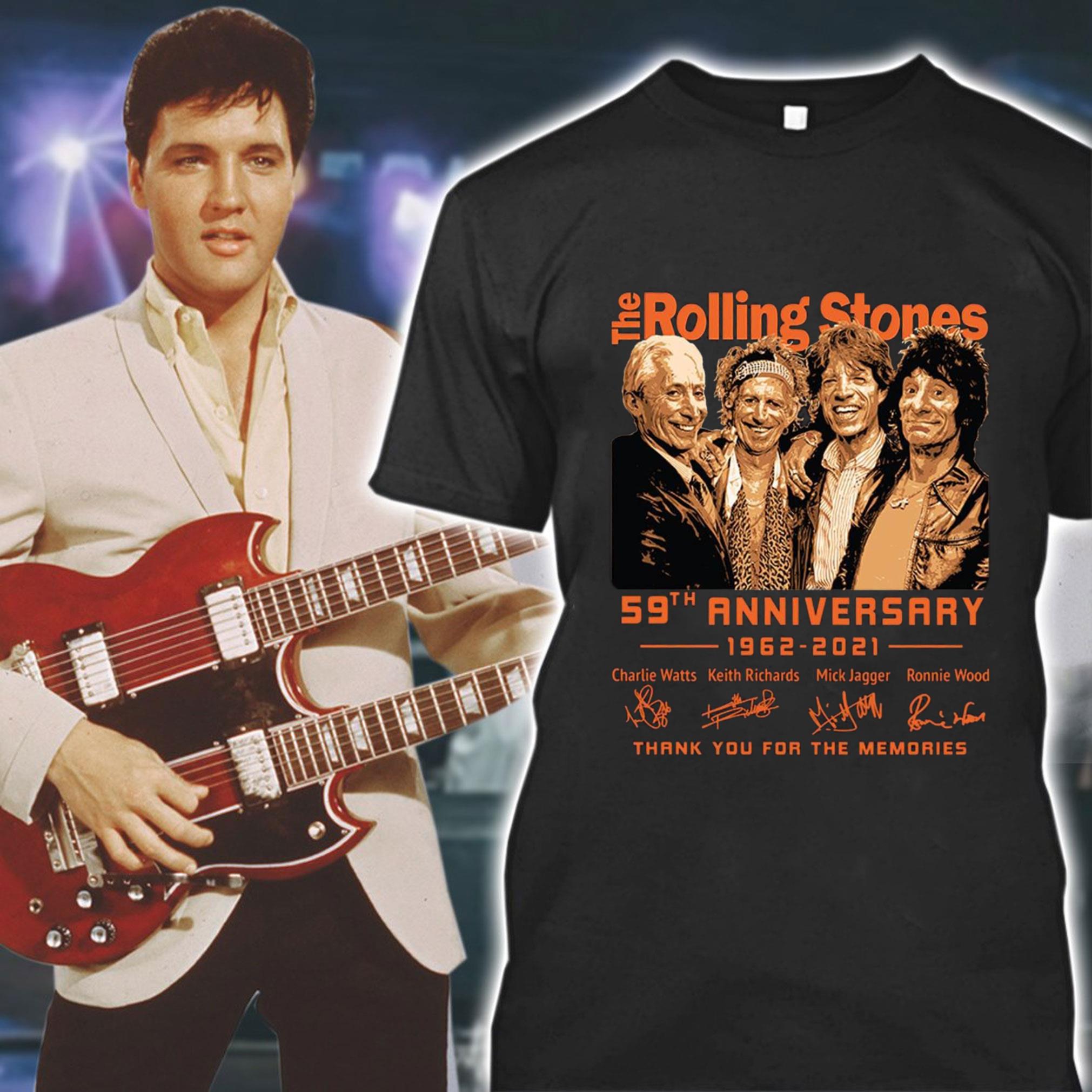 Awesome 2021 The Rolling Stones Band 59th Anniversary RIP Charlie Watts Signatures shirt