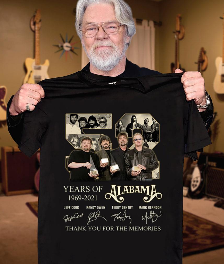 Awesome 52 years of 1969-2021 Alabama thank you for the memories signatures shirt, Jeff Cook, Randy Owen, Teddy Gentry, Mark Herndon 52 years of 1969 2021 Alabama thank you for the memories signatures shirt Jeff Cook Randy Owen Teddy Gentry Mark Herndon 3 - Awesome 52 years of 1969-2021 Alabama thank you for the memories signatures shirt, Jeff Cook, Randy Owen, Teddy Gentry, Mark Herndon