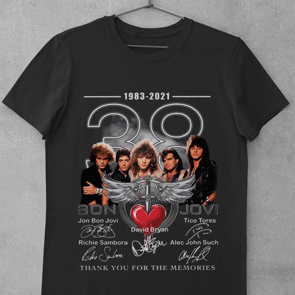 Official Bon Jovi band member 38 years 1983-2021 thank you for the memories signatures shirt Bon Jovi band member 38 years 1983 2021 thank you for the memories signatures shirt 1 - Official Bon Jovi band member 38 years 1983-2021 thank you for the memories signatures shirt
