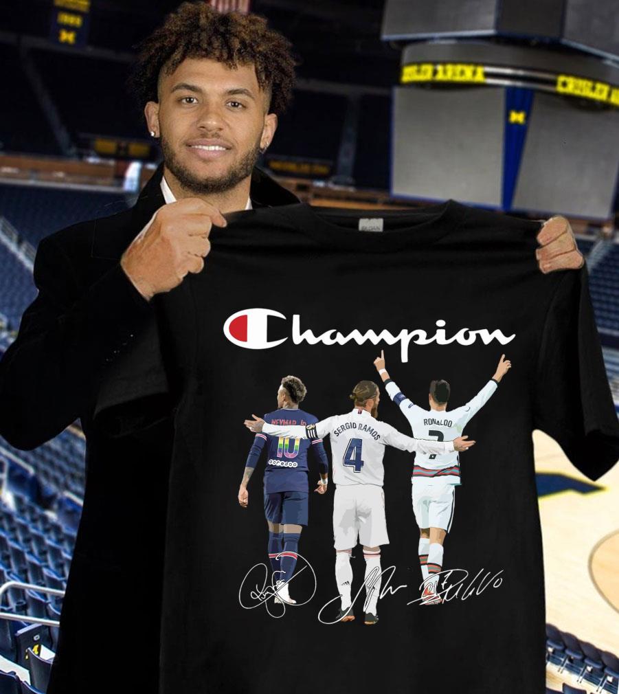 Original Champion Neymar Jr Sergio Ramos Cristiano Ronaldo Dream Team Signatures Shirt