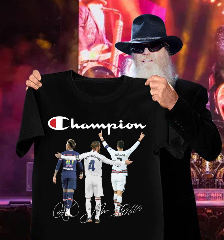 Original Champion Neymar Jr Sergio Ramos Cristiano Ronaldo Dream Team Signatures Shirt Champion Neymar Jr Sergio Ramos Cristiano Ronaldo Dream Team Signatures Shirt 3 - Original Champion Neymar Jr Sergio Ramos Cristiano Ronaldo Dream Team Signatures Shirt