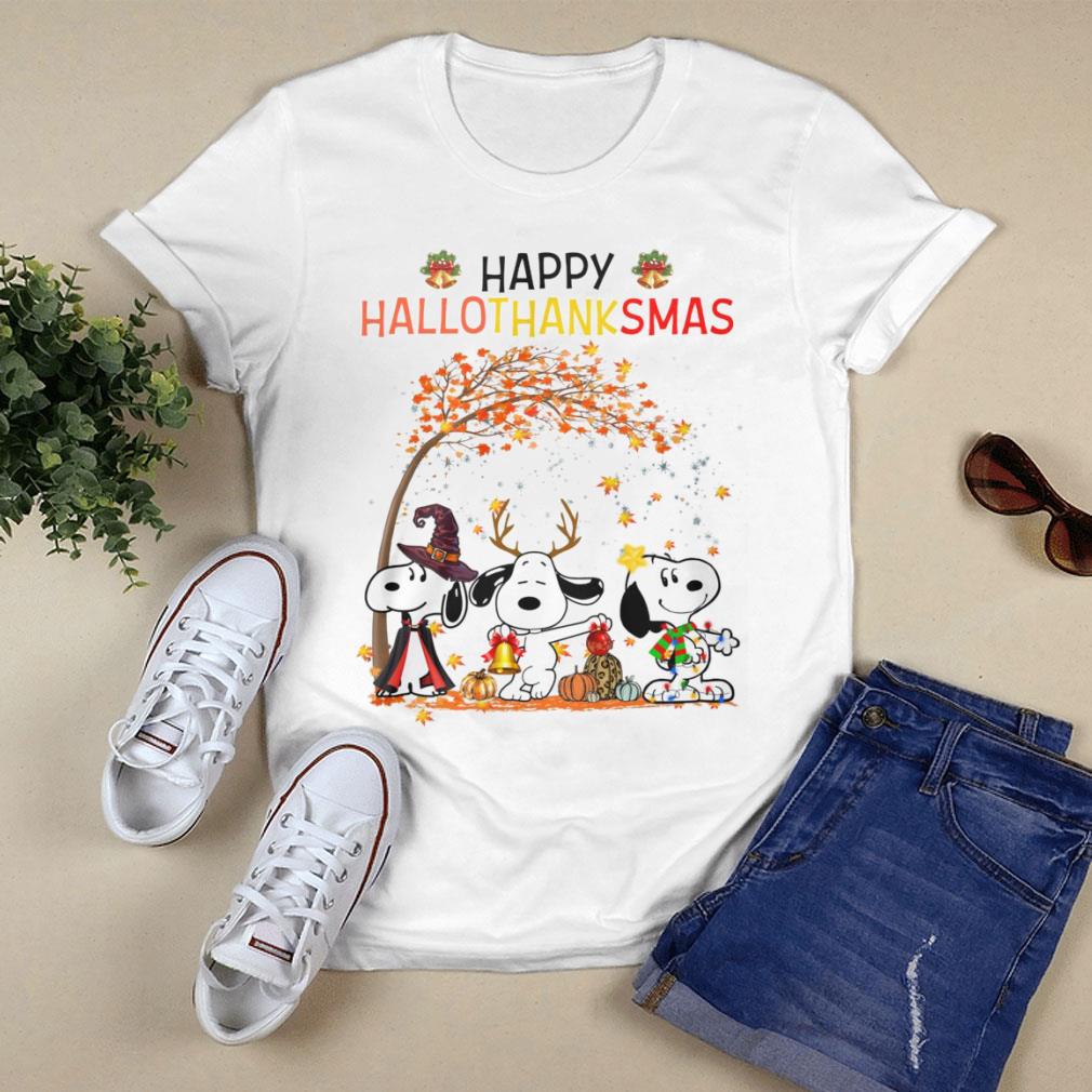 Awesome Snoopy Happy HalloThanksMas Shirt, Halloween, Thanksgiving, Christmas