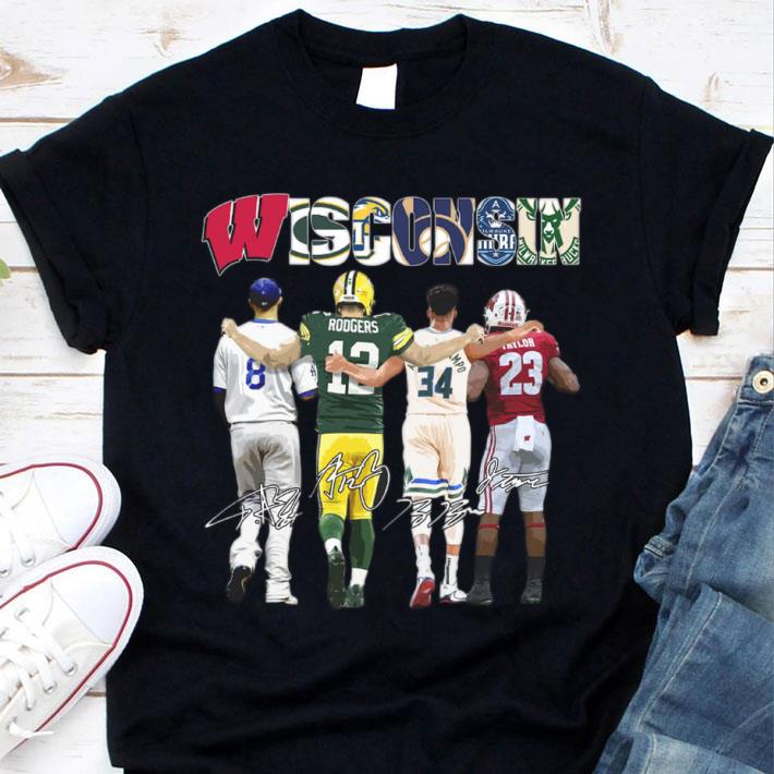 Best Wisconsin Badgers Green Bay Packers Milwaukee Brewers Milwaukee Bucks Signatures Shirt