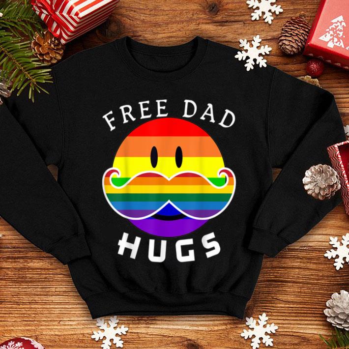 Free Dad Hugs Rainbow Emoji Mustache LGBT Proud Dad Shirt 4 - Free Dad Hugs Rainbow Emoji Mustache LGBT Proud Dad Shirt