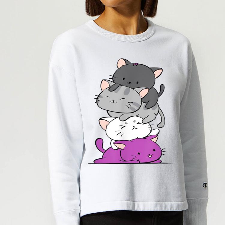 Kawaii Cat Pile Anime Asexual Pride Flag Kittens shirt 4 1 - Kawaii Cat Pile Anime - Asexual Pride Flag Kittens shirt