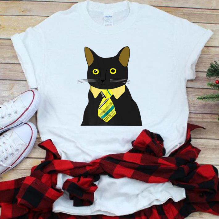 Nice Black Business Cat Kitten With Yellow Tie shirt 1 - Nice Black Business Cat Kitten With Yellow Tie shirt