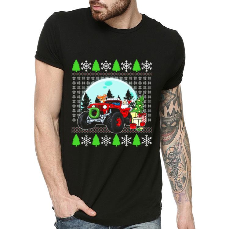 Santa Reindeer Riding Jeeps Ugly Christmas shirt 4 - Santa Reindeer Riding Jeeps Ugly Christmas shirt